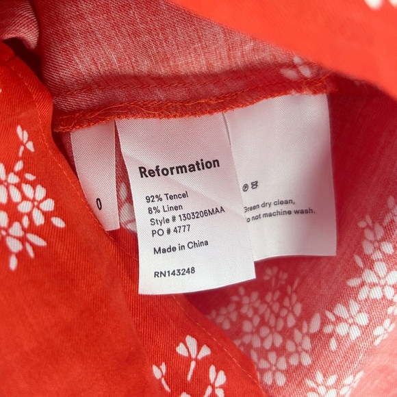 Reformation Red Floral Mini Dress Tencel Linen Blend X-Small - Picture 6 of 7